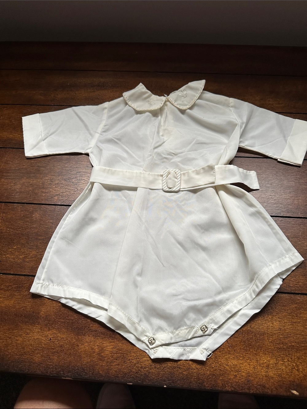 Classic Cream Baby One-Piece with Belt